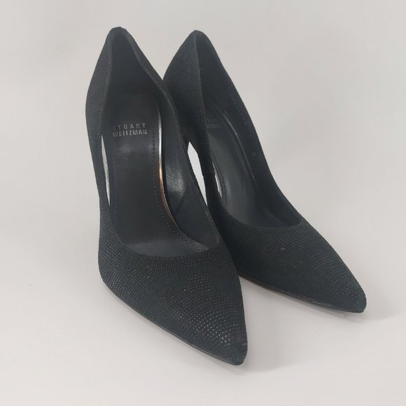 Stuart Weitzman Women's Black Pumps Almond Toe High Heels Size 7 M - Picture 5 of 16